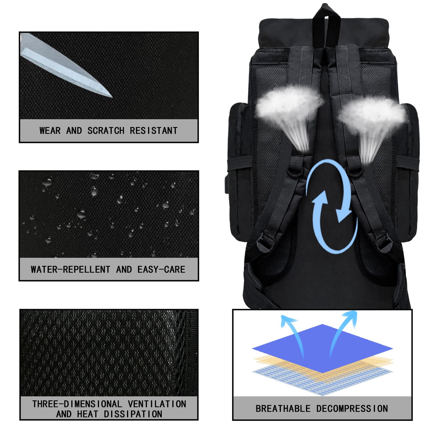 Wesoke 80L 100 liters Camping Hiking Backpack for Men, Extra Large Survival Hunting Backpack, Waterproof Big Molle Military Tactical Rucksack, Oversized Outdoor Sport Travel Daypack