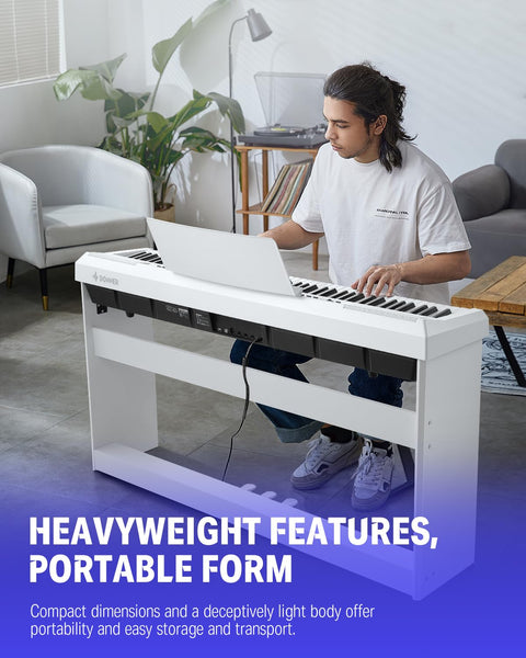 Donner Digital Piano Keyboard Weighted 88 Keys with Piano Stand, Beginner Home Electric Piano with Furniture Stand and Triple Pedal, DEP-20 Real Piano Touch