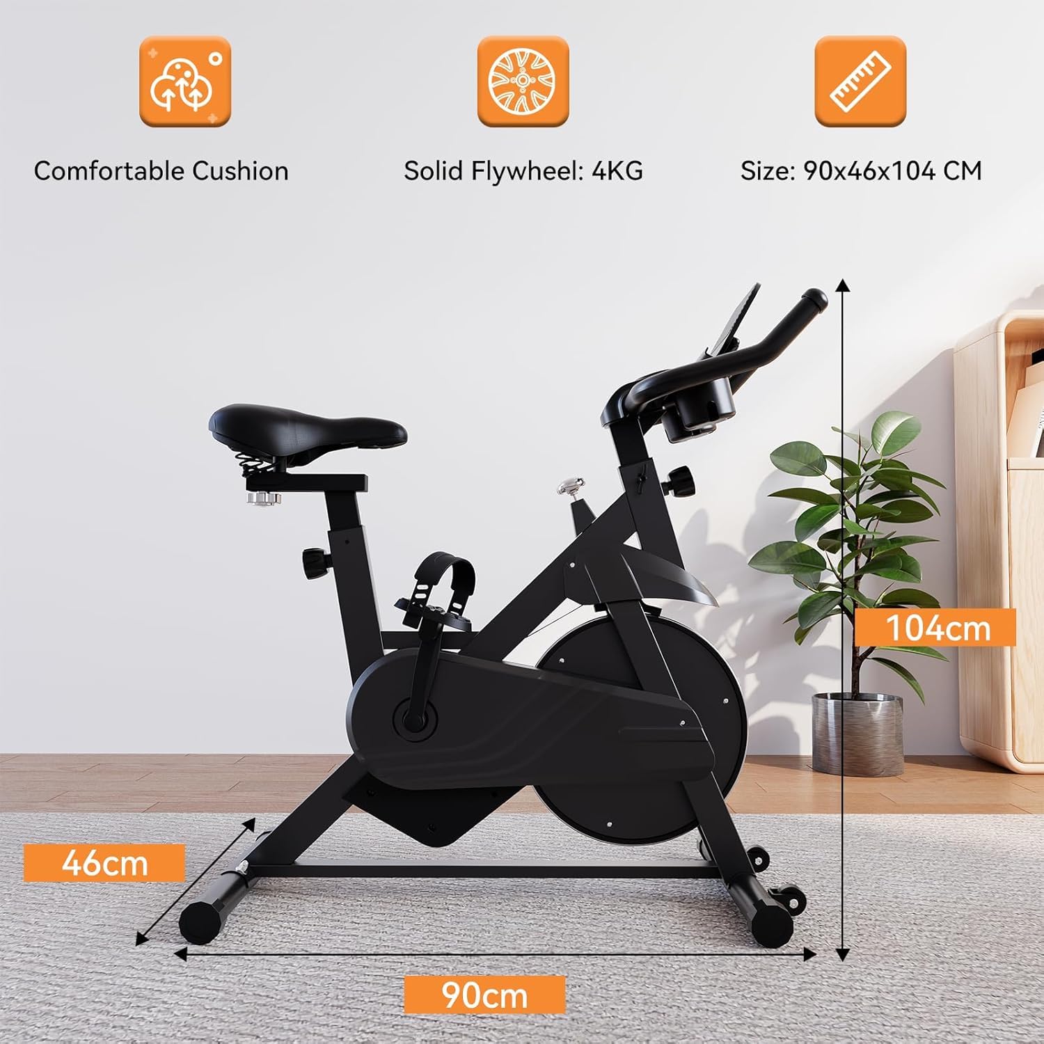 Lacuffy Exercise Bike Indoor Cycling Bike 136 kg Weight Capacity Magnetic Stationary Bike Fitness Spin Bike with LCD Display and APP for Home