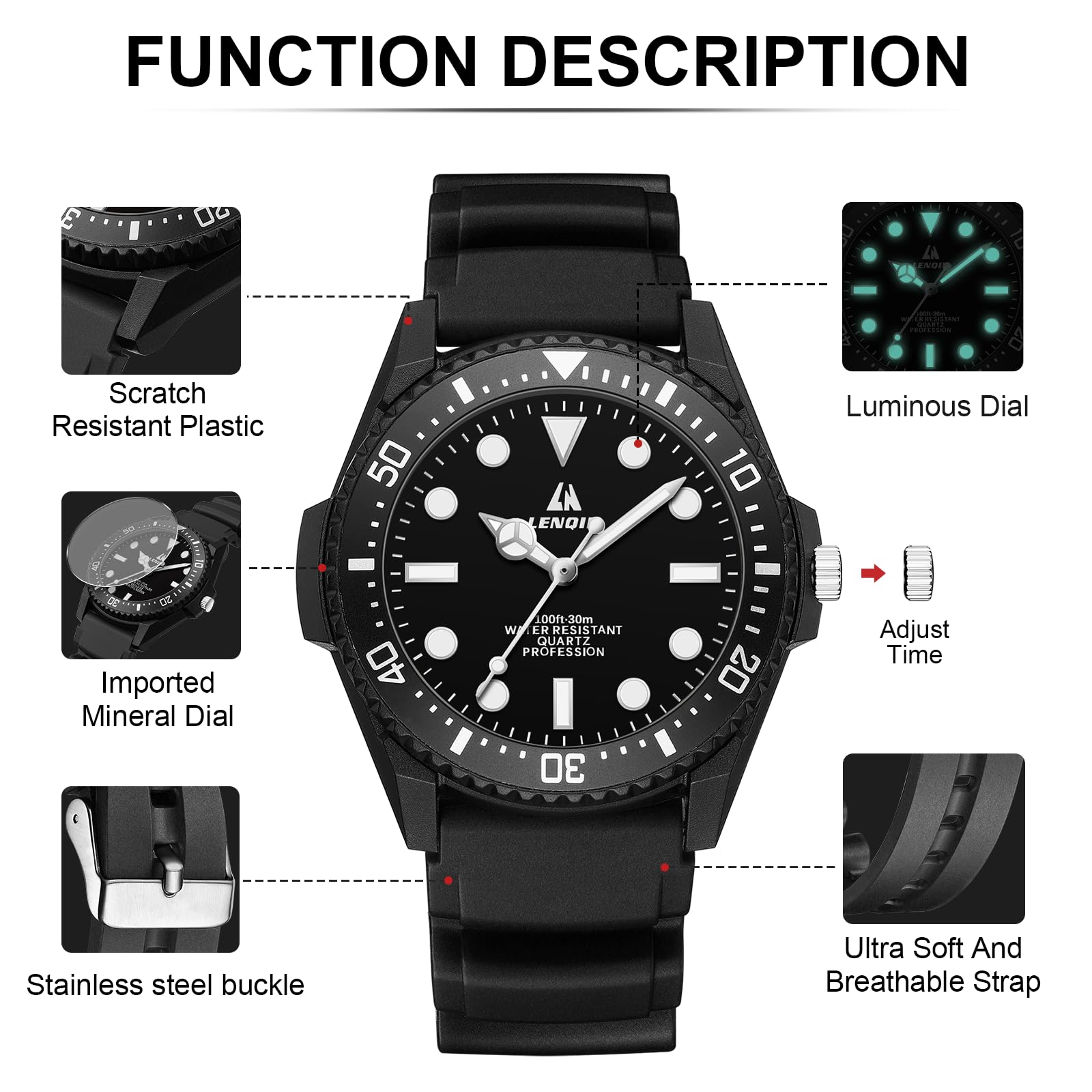 LN LENQIN Mens Watches Stainless Steel Watches Men Waterproof Analog Quartz Watch Men's Wrist Watches with Date Fashion Casual Man Watch
