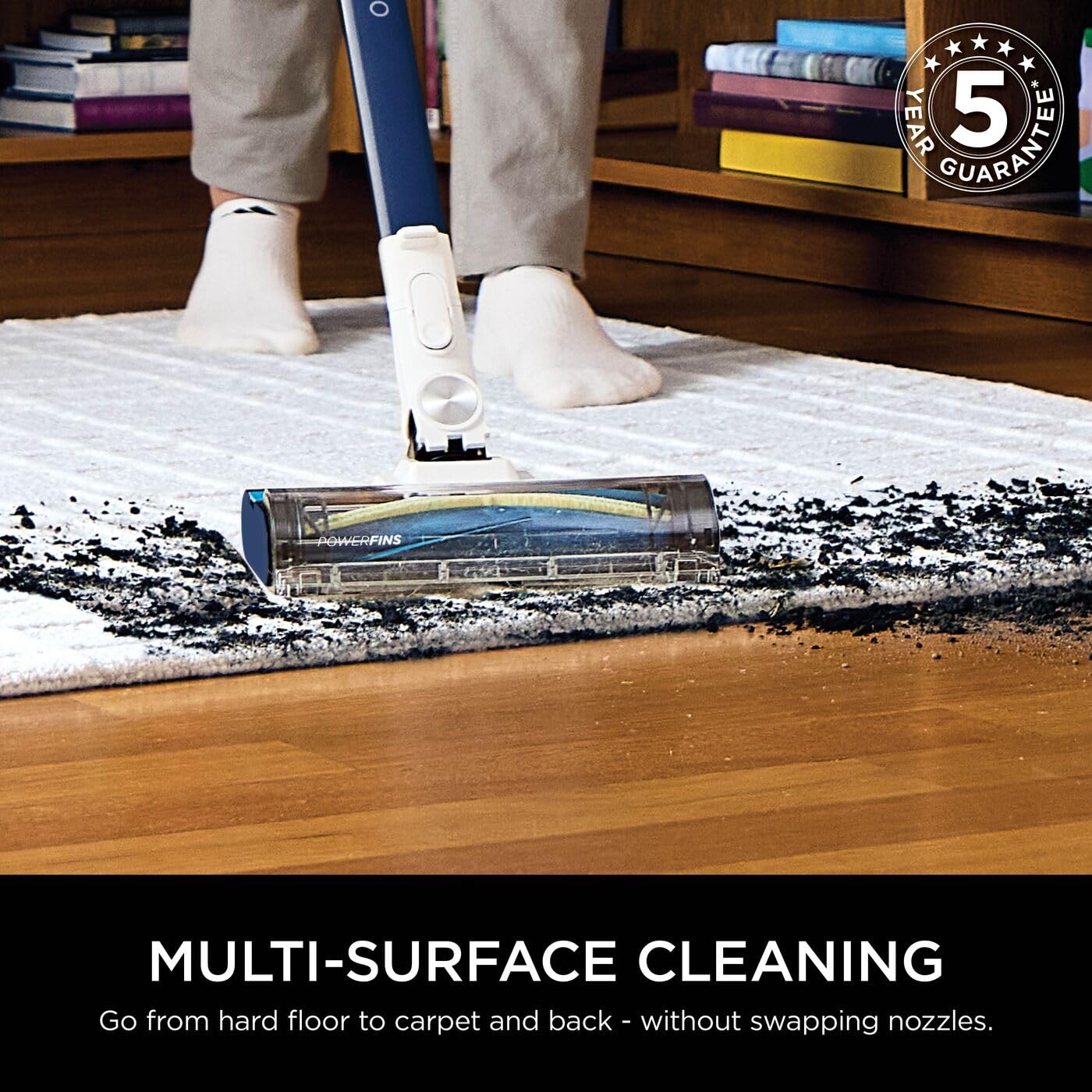 Shark PowerPro Cordless Vacuum Cleaner, Lightweight, Floor Detect Technology, Anti-Hair Wrap Technology, Anti-Allergen Complete Seal, Flexible, Handheld mode, Navy Metallic, IZ380UK