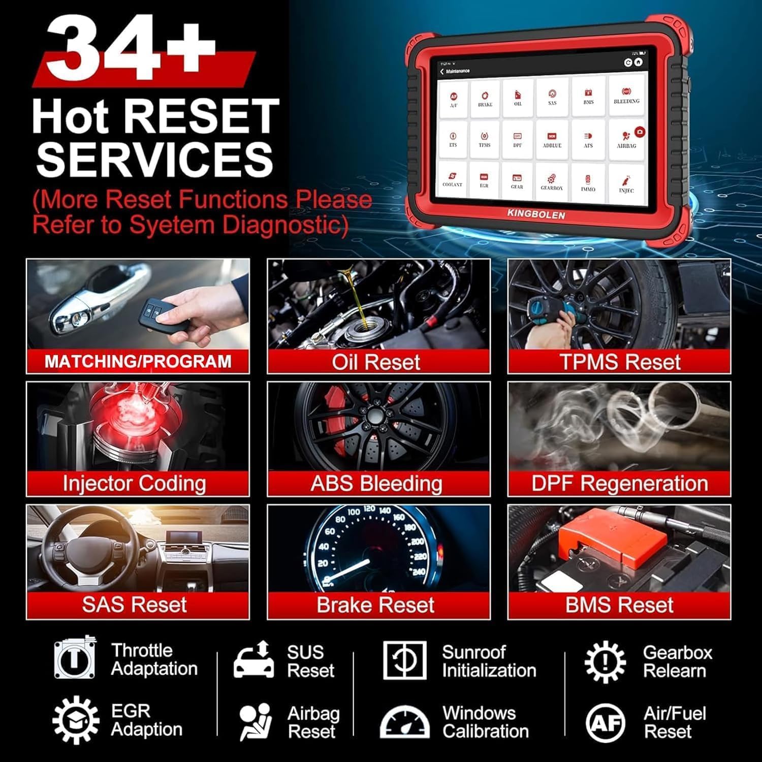 KINGBOLEN K10 PRO Car Diagnostic Tool,OE-Level Full System Bidirectional Scan Tool with ECU Coding,Topology Mapping,50+ Resets,V.A.G Guide,FCA,Can FD And DOIP,2 Years Update.