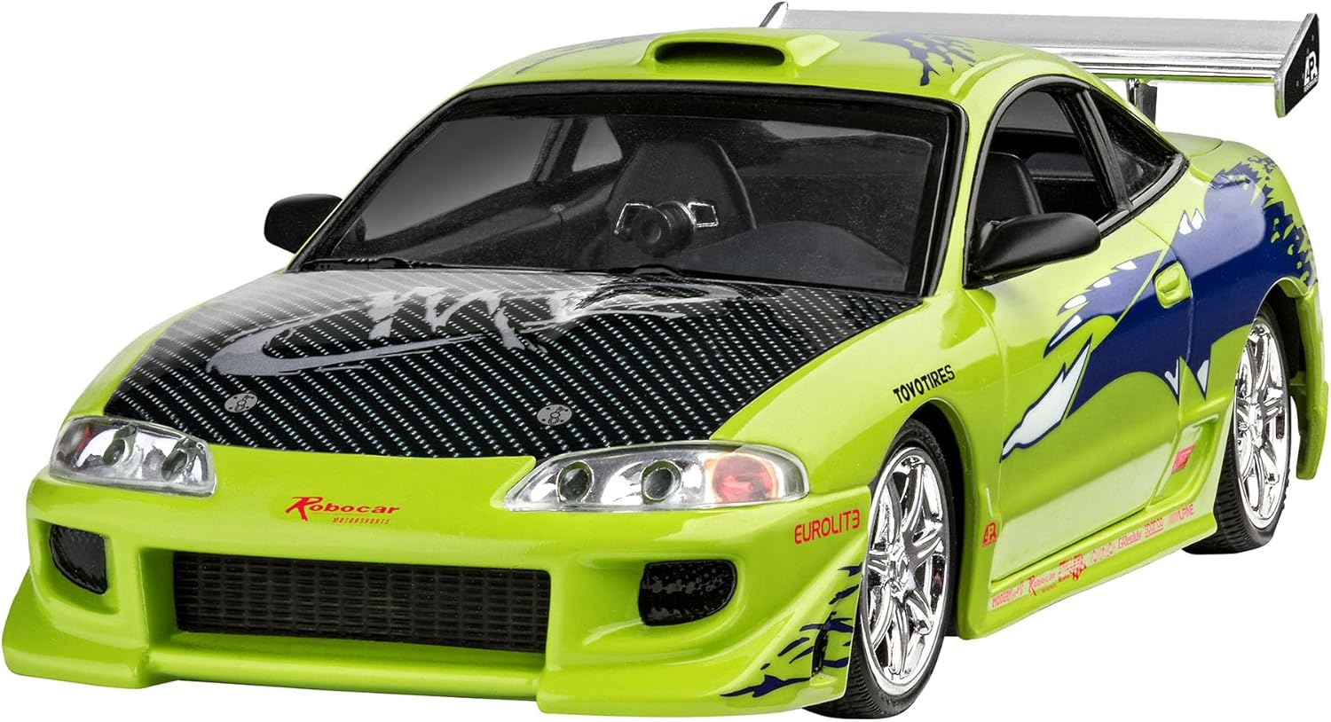 Revell Model Set 67691 Fast & Furious Brian's 1995 Mitsubishi Eclipse 1:25 Scale Unbuilt/Unpainted Plastic Model Kit with Contacta Professional Glue, Paintbrush & Selected Aqua Color Paints