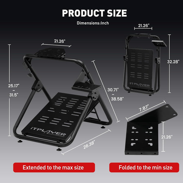 GTPLAYER Steering Wheel Stand, Height Adjustable Racing Wheel Stand Fit for for G25 G27 G29 G920, Foldable Driving Simulator