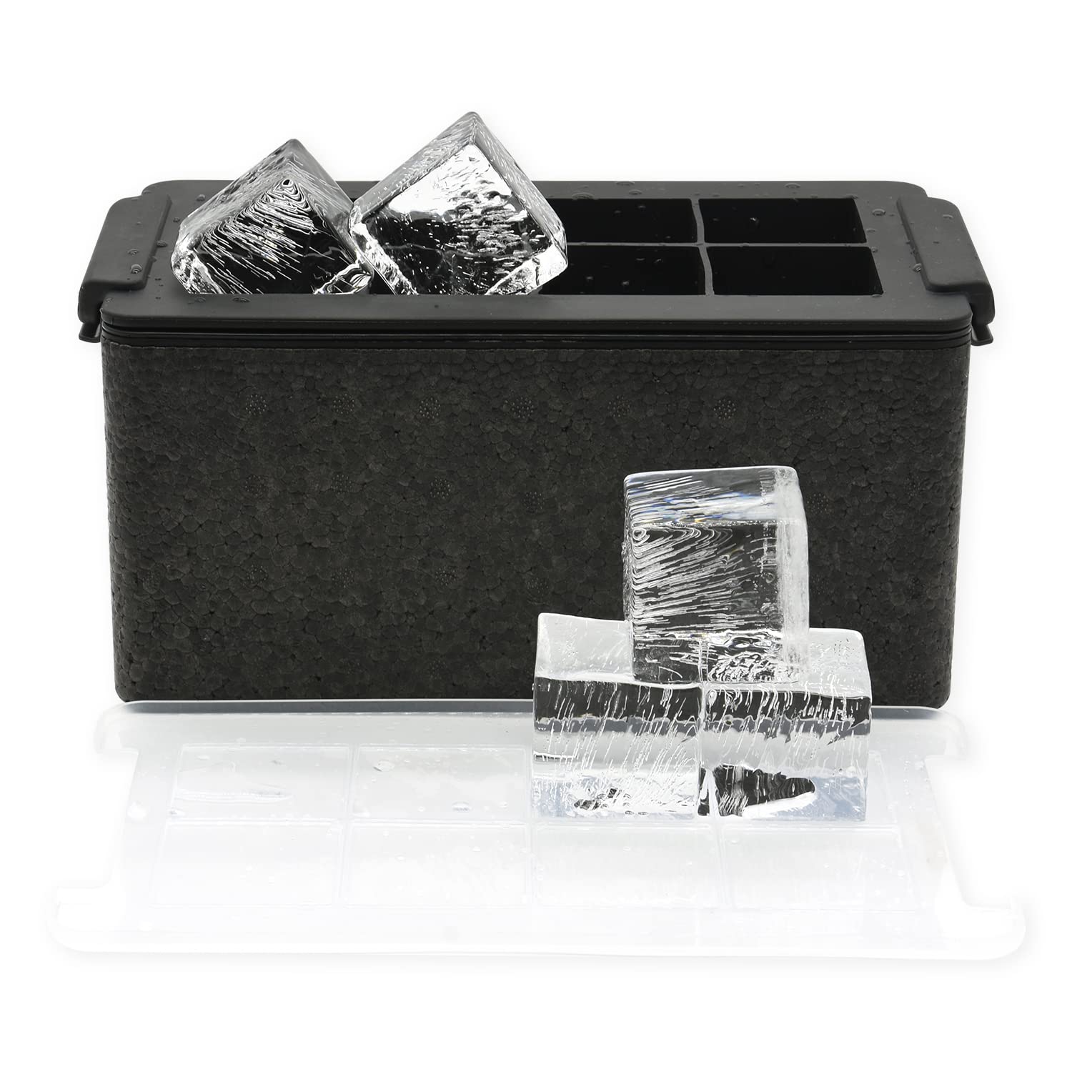 Clear Ice Cube Molds - 2in Giant Ice Cube Maker, 8 Large Clear Ice Cubes for Whiskey and Cocktail with Storage Bag (Cube)