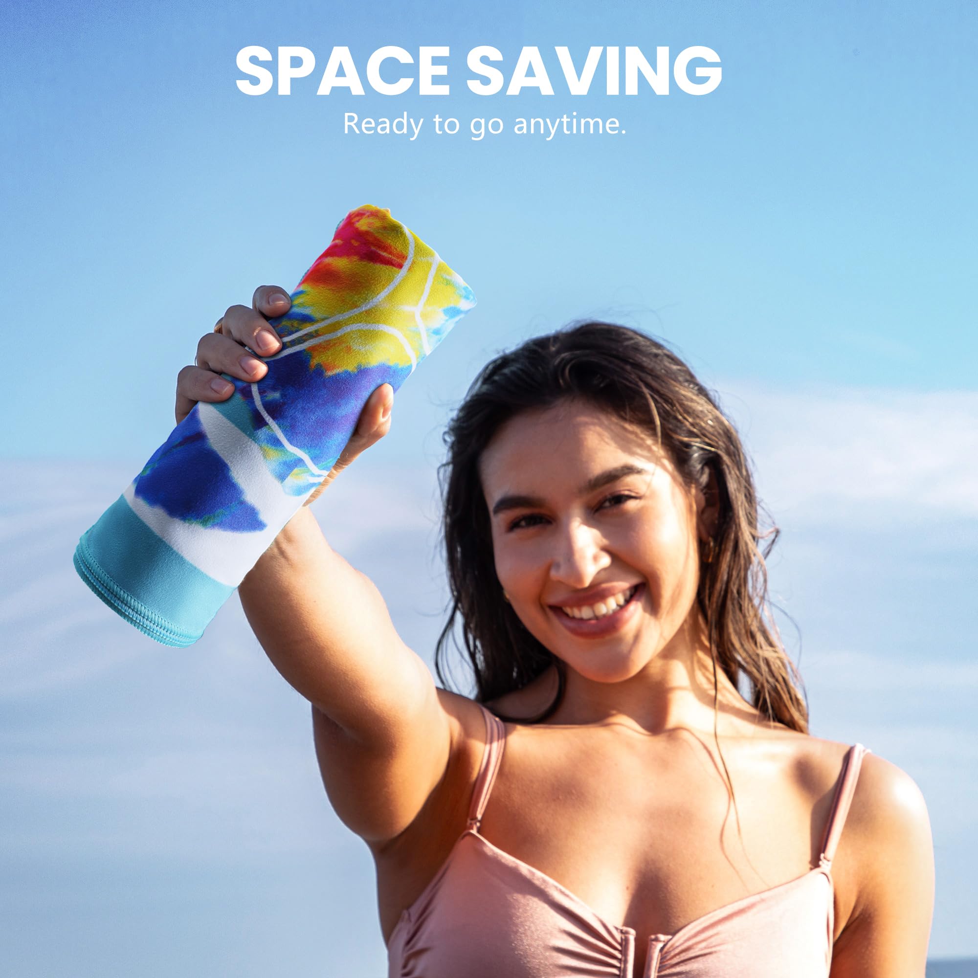 Winthome Beach Towel, Extra Large Microfibre Beach Towel for Adult, Double Sides Sand Free Quick Dry lightweight Travel Swimming Towel(Pink + Green, 90×180cm - 2 pack)