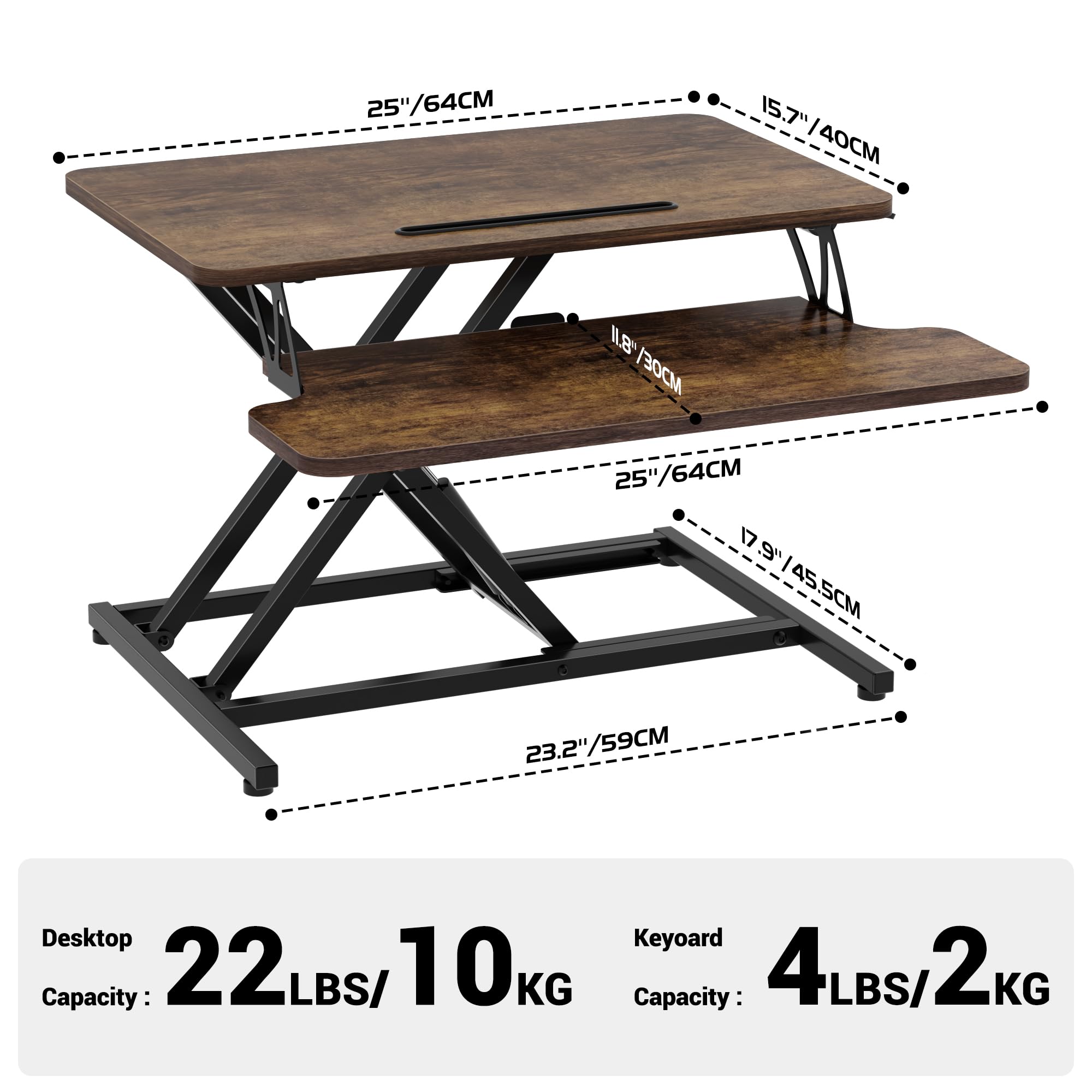 ERGOMAKER Standing Desk Converter, 36"/91cm Wide Height Adjustable Quick Sit to Stand Up Desk Riser for Dual Monitor