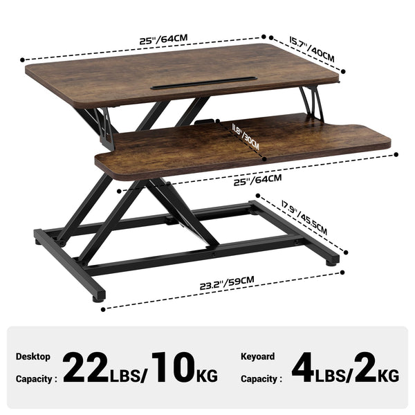 ERGOMAKER Standing Desk Converter, 36"/91cm Wide Height Adjustable Quick Sit to Stand Up Desk Riser for Dual Monitor