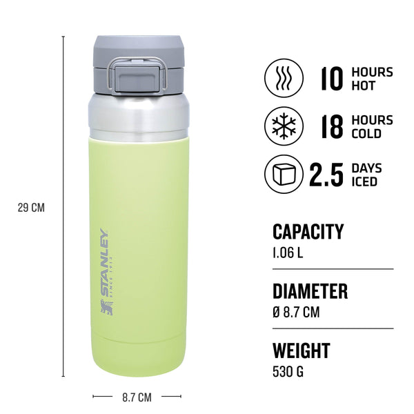 STANLEY Quick Flip Stainless Steel Water Bottle 0.47L - Keeps Cold For 7 Hours - Leakproof - BPA-Free Thermal Flask - Dishwasher Safe - Cup Holder Compatible