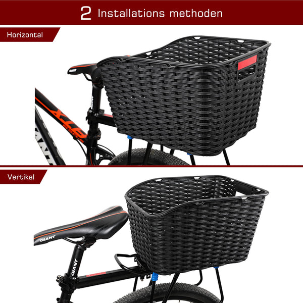Unisex Rear Bicycle Basket 27L Weave Plastic Mesh Weatherproof Does Not Rust, Bicycle Basket Rear on Pannier Rack Including Mounting Material and