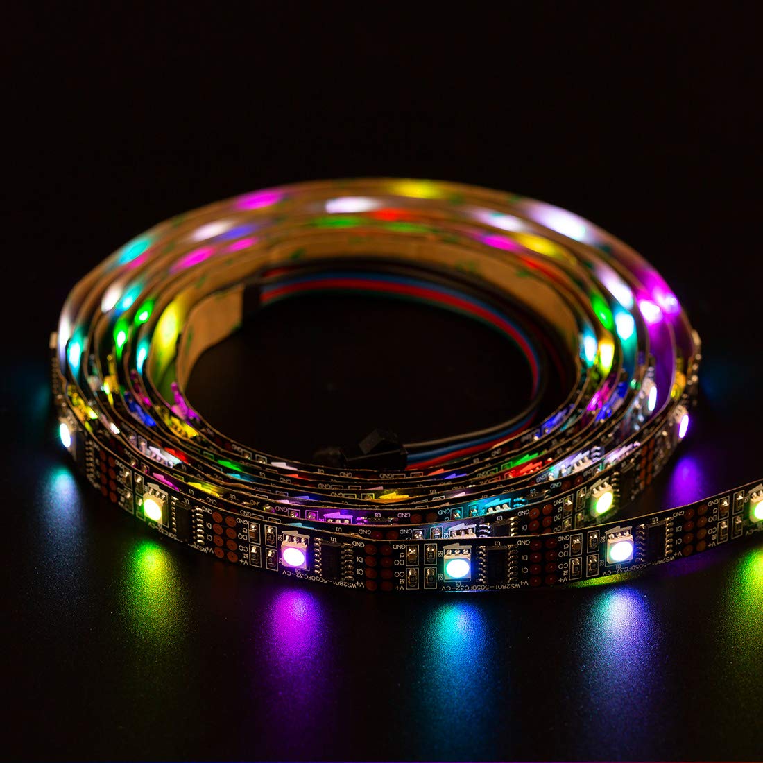 BTF-LIGHTING Individually Addressable WS2801 Light LED Strip 5050 SMD RGB 32LEDs/m 3M 9.8ft 96LEDs IP30 Non-Waterproof Black PCB Pixel Light DC5V 4PIN