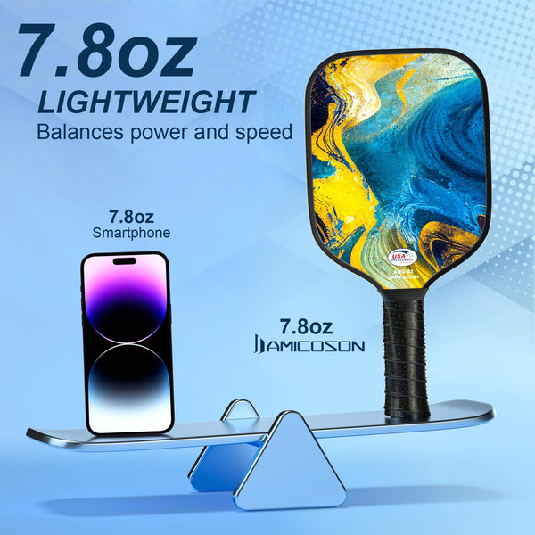 USAPA Approved Fiberglass Pickleball Set - 2 Lightweight Rackets, 4 Balls, 2 Cooling Towels, Bag & Gifts for Men & Women