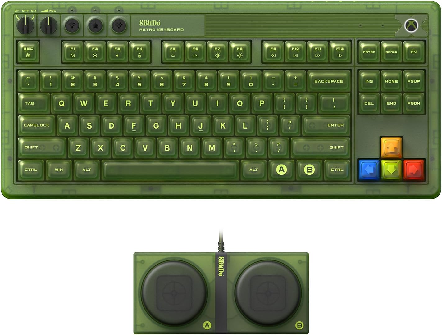 8Bitdo Retro 87 Mechanical Keyboard with RGB Backlight, Bluetooth/2.4G/USB-C Hot Swappable Wireless Gaming Keyboard for Windows and Android - Xbox Edition (Officially Licensed)