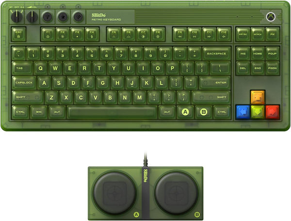 8Bitdo Retro 87 Mechanical Keyboard with RGB Backlight, Bluetooth/2.4G/USB-C Hot Swappable Wireless Gaming Keyboard for Windows and Android - Xbox Edition (Officially Licensed)