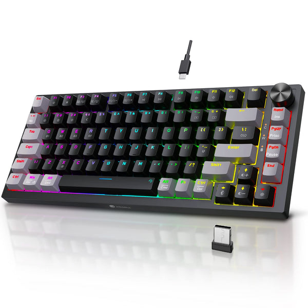 KOORUI Gaming Keyboards, 26 RGB Backlit Mechanical Keyboard Wired 104 Keys Full Size UK Layout with Blue Switch Gamer Keyboards for Windows MacOS Linux