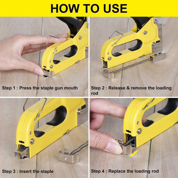 Upholstery Staple Gun Heavy Duty, TOPEC 3-in-1 Stapler Gun with 600 Staples, Manual Brad Nailer Power Adjustment Stapler Gun for Wood, Crafts, Carpentry, Decoration DIY