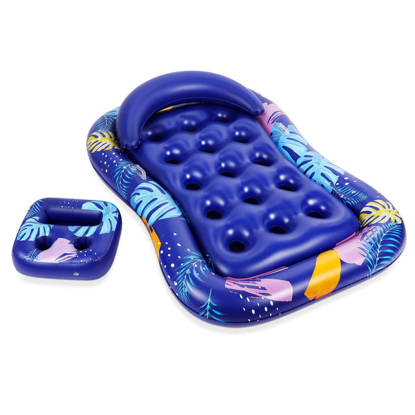 MoKo Pool Floats Adult, Floating Bed with Ice Bar, Tanning Bed Pool Raft Inflatable Lounger with Drink Holder Tanning Chair Inflatable Pool Toys for Party Beach Backyard