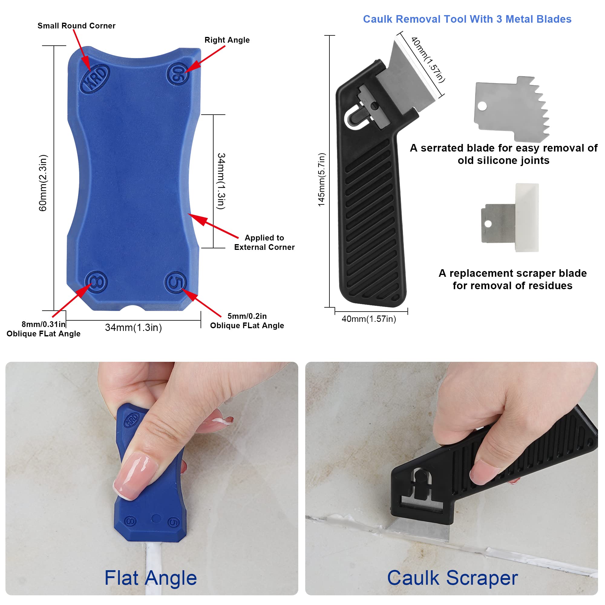 iLitLuk Drip-Free Caulking Gun Ratchet Rod Caulk Gun Applicator 15:1 Thrust Ratio Labor-Saving Lightweight Nylon Frame Cartridge Gun for 10oz/300ml Standard Caulk Tubes with Silicone Finishing Tools