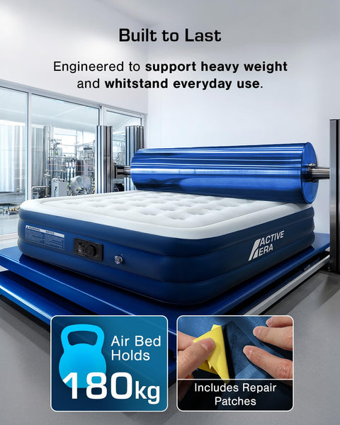 Active Era Premium Single Inflatable Mattress | Airbed for Home with Built-In Pump | 3 Min Self Inflating Blow Up Bed | Flocked Surface & Puncture Resistant Air Bed for Guests & Camping 187x99x53cm