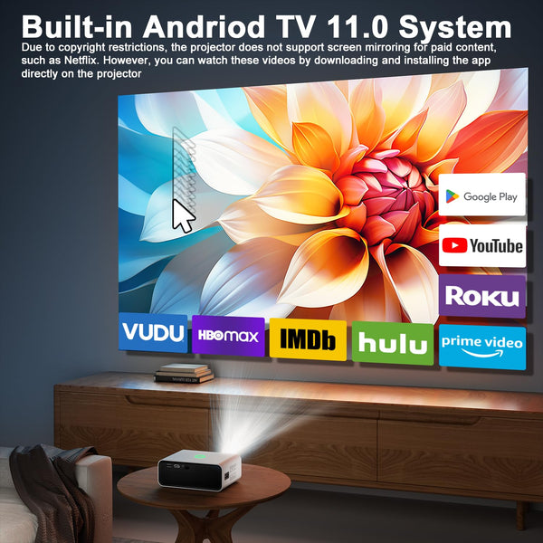 [360°Adjustable Stand] Mini Projector with WiFi and Bluetooth: Electric Focus & Auto Keystone 1080p Supported, 15000L,Phone Projector - 2025 Upgraded Visulapex Portable Home Theater