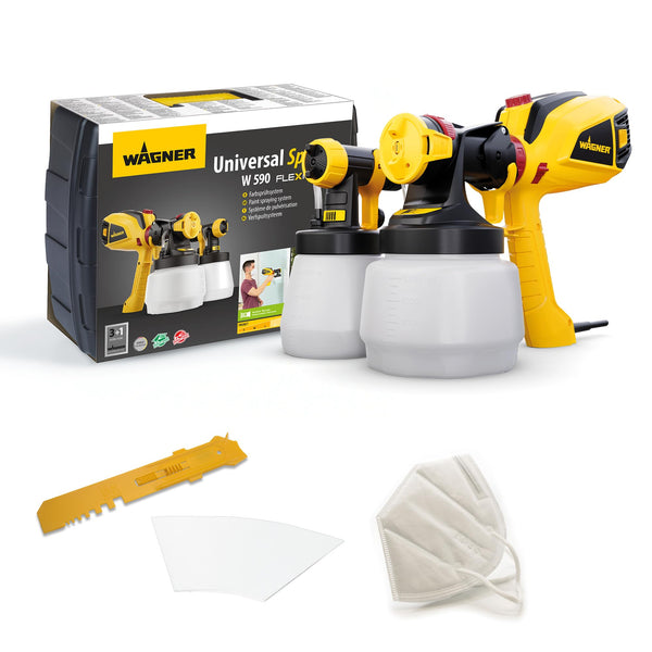 WAGNER Universal Sprayer W 690 FLEXiO - Electric Paint Sprayer for dispersion/latex paints, varnishes & glazes - interior and exterior usage, 15m²-6 min, 1800 ml/800 ml capacity, 630 W, 3.5 m hose