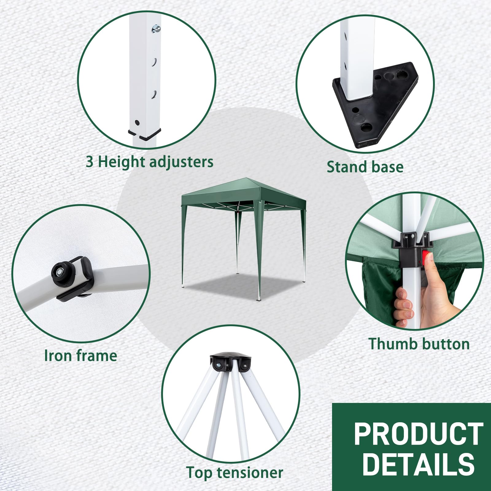 Outopee 3m x 3m Ez Pop Up Canopy Tent with 4 SideWalls, Outdoor Gazebo Portable Instant Canopy for Commercial Events, Party, Backyard BBQ, Camping, Blue