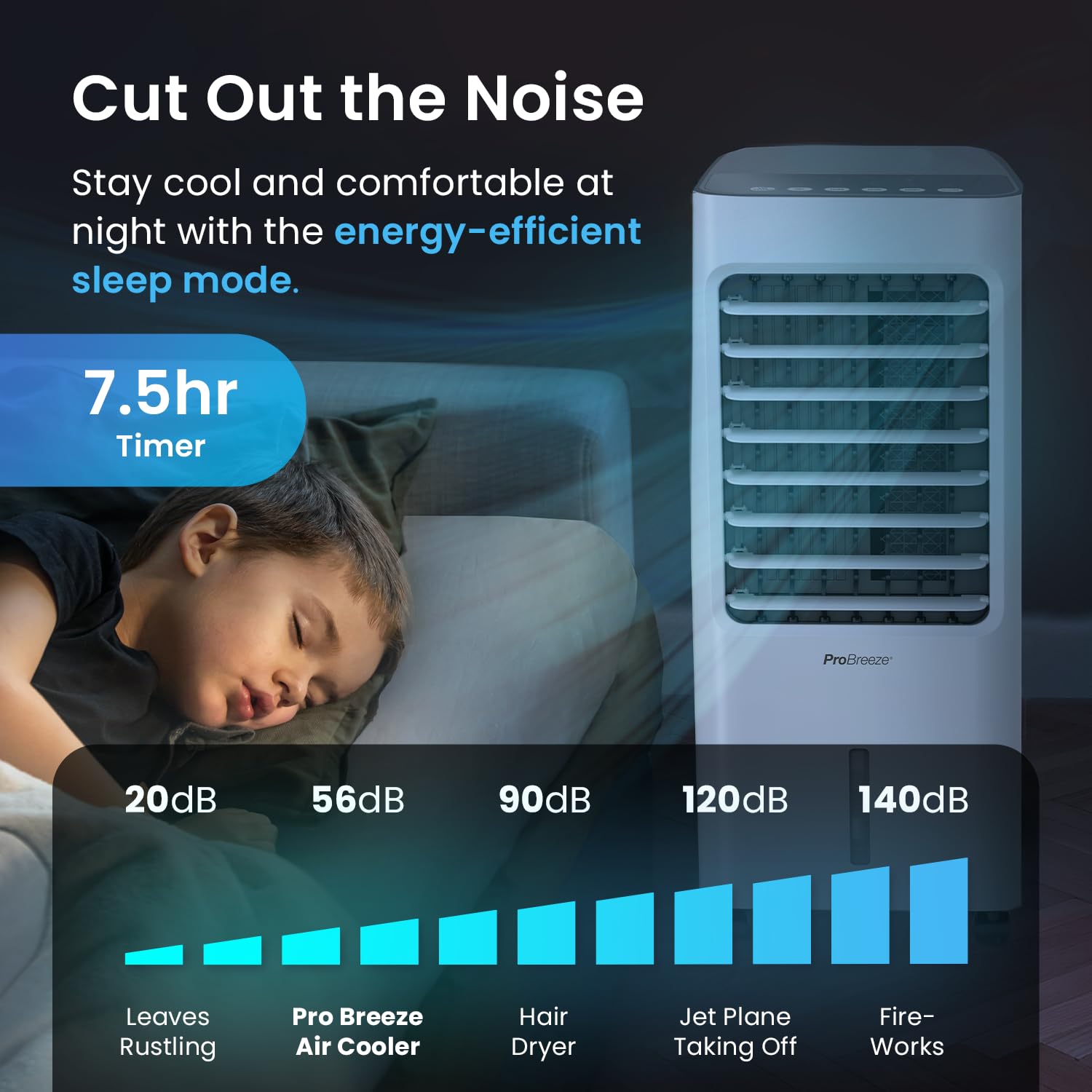 Pro Breeze 4-in-1 Air Cooler with 10 Litre Capacity, Remote Control, 3 Fan Speeds & LED Display. Powerful Evaporative Air Cooler with Built-in 7.5 Hour Timer & Automatic Oscillation for Home & Office