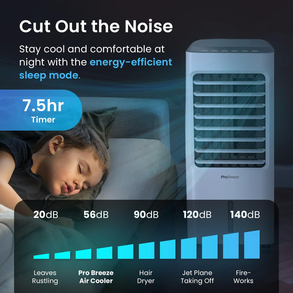 Pro Breeze 4-in-1 Air Cooler with 10 Litre Capacity, Remote Control, 3 Fan Speeds & LED Display. Powerful Evaporative Air Cooler with Built-in 7.5 Hour Timer & Automatic Oscillation for Home & Office