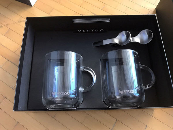 Nespresso Vertuo Coffee Mug Set (2 x 390 ml) incl. 2 Spoons Glass Cups