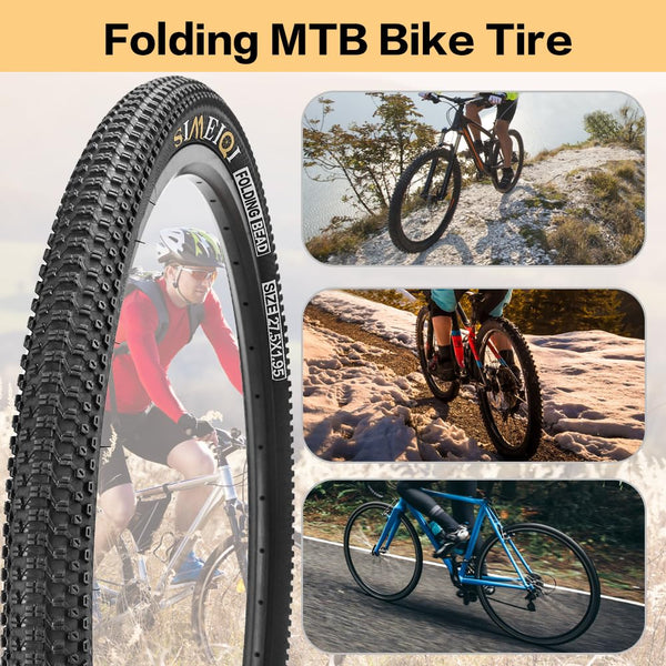 24/26/27.5 X 1.95 Inch Folding Bike Tires with 3mm Anti Puncture Proof Protection for Mountain Bicycles (27.5X1.95/2 Tires)