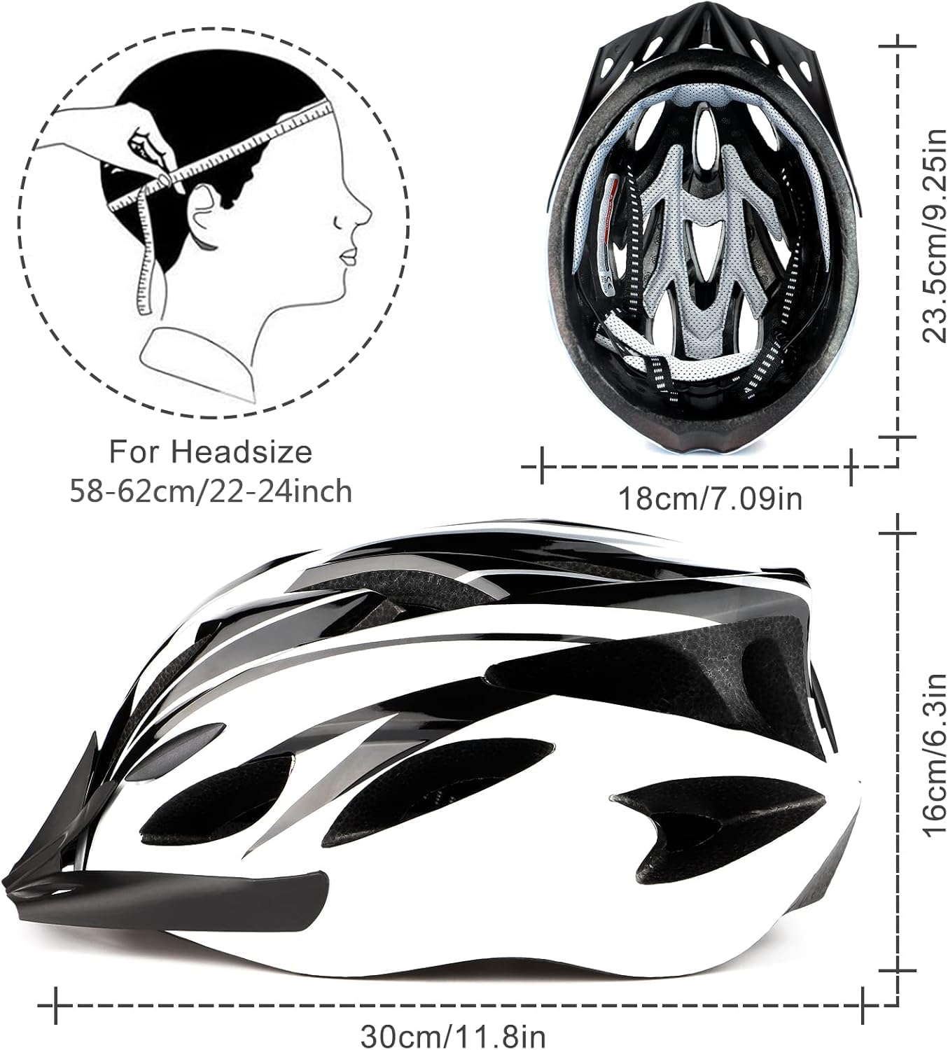 RaMokey Cycle Helmet, Lightweight Bicycle Helmet, Adjustable Mountain & Road Bike Helmets for Adults, 18 Vents with Adjustable Strap & Detachable Visor for Mens Womens(Head Sizes 58-62cm)