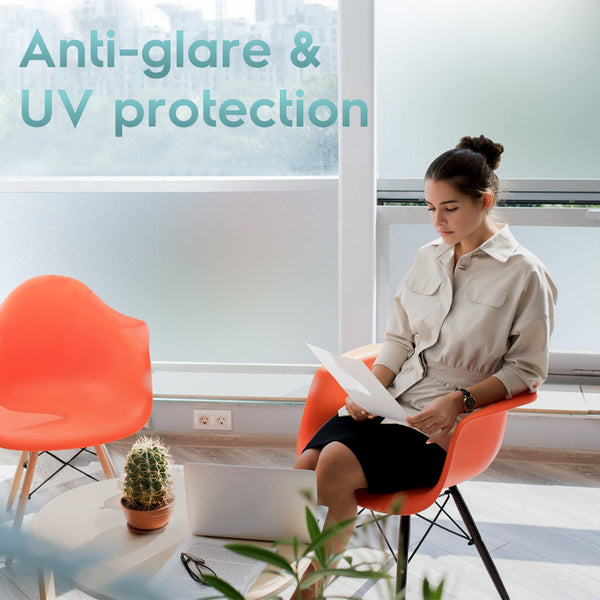 DOWELL Frosted Window Film Privacy Film for Glass Windows 90x400cm, Opaque Frosting Cover for Bathroom Bedroom Kitchen and Office Door, Self Adhesive