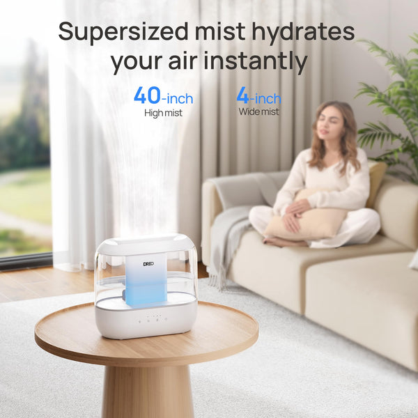 Dreo Humidifier for Bedroom, 4L Cool Mist Humidifiers for Home, 32H Runtime,Essential Oil Diffuser,28dB Quiet Humidifier for room, Night Light, Rapid