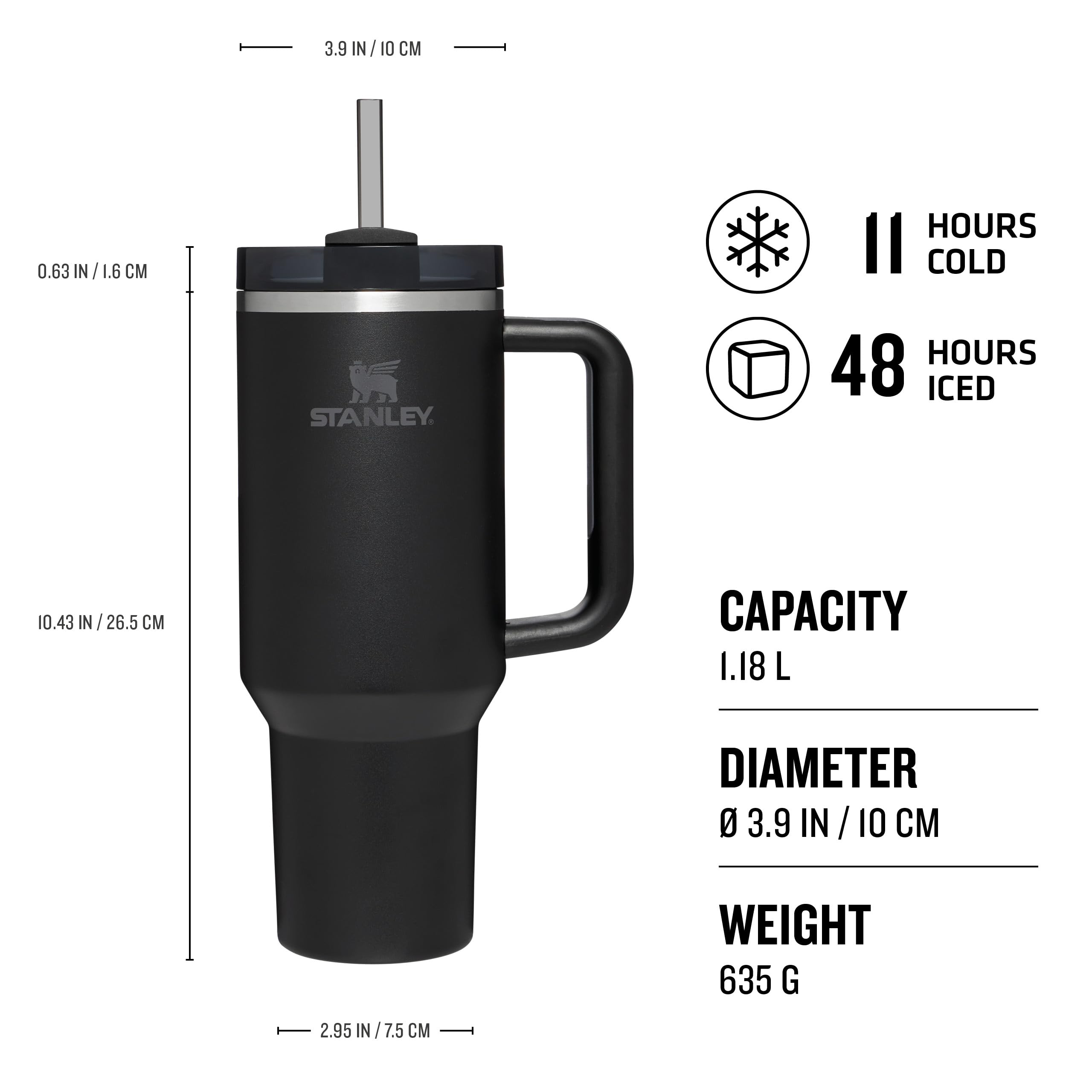 STANLEY Quencher H2.0 Flowstate Tumbler 1.2L - Cold for 11 Hours - Iced for 48 Hours - Metal Water Bottle with Straw, Handle and Lid - Dishwasher Safe - Travel Mug for Cold Drinks