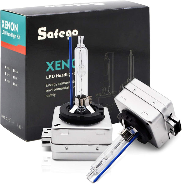Safego D1S Xenon Bulb 35W 8000K HID Headlight Super Bright Discharge Lamp Replace HID Kit 12V Car Bulbs Ice Blue LED Exterior Headlamp Bulbs, Pack of 2