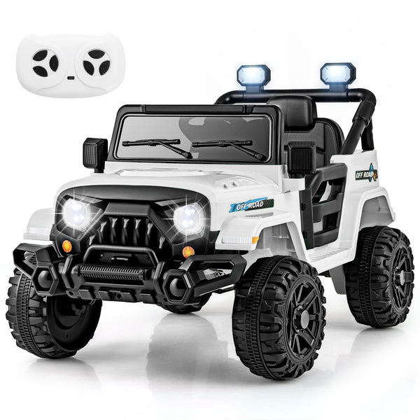 COSTWAY 12V Kids Ride on Car, 2 Motors Electric Off Road Truck with Remote Control, LED Lights, Music, Horn & Wireless Connection, Battery Powered Ride on Toy for Boys Girls (Black)