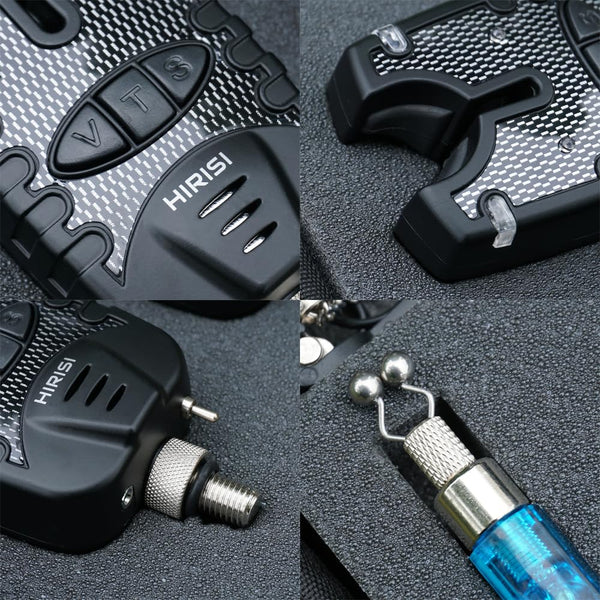 Hirisi Tackle Carp Fishing Bite Alarm and Swinger Set Water Resistant Blue LED (Blue and Red)