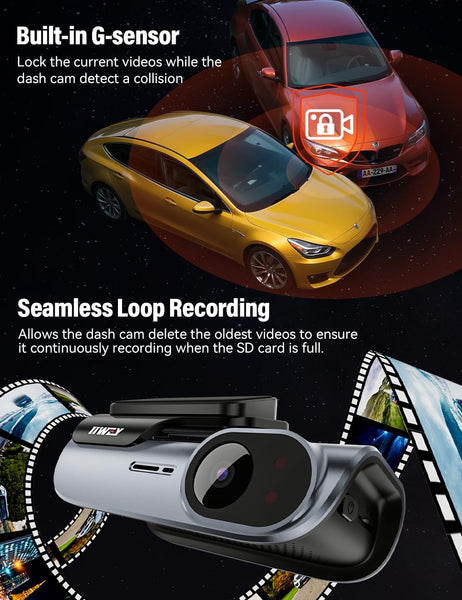 IIWEY EY02 4K Dash Cam Front and Rear Built-in 5GHz WiFi, Dual Dash Cam Front 4K Rear 1080P Car Camera, Free 64GB SD Card, Super Night Vision, App Control, Supercapacitor, Parking Mode, USB C Port