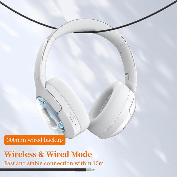 Active Noise Cancelling Wireless Headphones, 100H Playtime with Microphone, Over- Ear Bluetooth Headphones with Deep Bass,Fast Charging for Travel,Office,Home