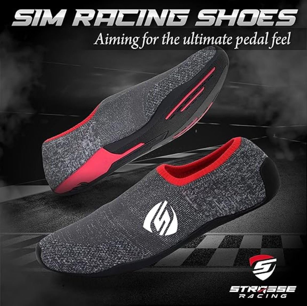 ＳＴＲＡＳＳＥ STRASSE SIM Driving Shoes Racing Shoes Gaming Shoes Grip Comfortable Pedal Work Hankon Steering Wheel Controller Cockpit Racing Game Gran Turismo PS4 PS7 Prestige Red