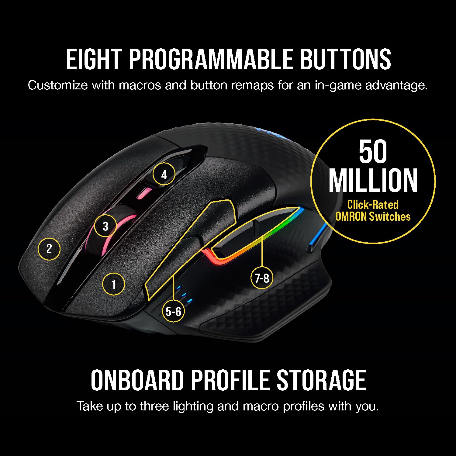 CORSAIR DARKSTAR RGB WIRELESS MMO Gaming Mouse – 26,000 DPI – 15 Programmable Buttons – Up to 80hrs Battery – iCUE Compatible – PC, PS5, PS4, Xbox – Black