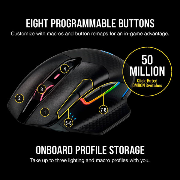 CORSAIR DARKSTAR RGB WIRELESS MMO Gaming Mouse – 26,000 DPI – 15 Programmable Buttons – Up to 80hrs Battery – iCUE Compatible – PC, PS5, PS4, Xbox – Black