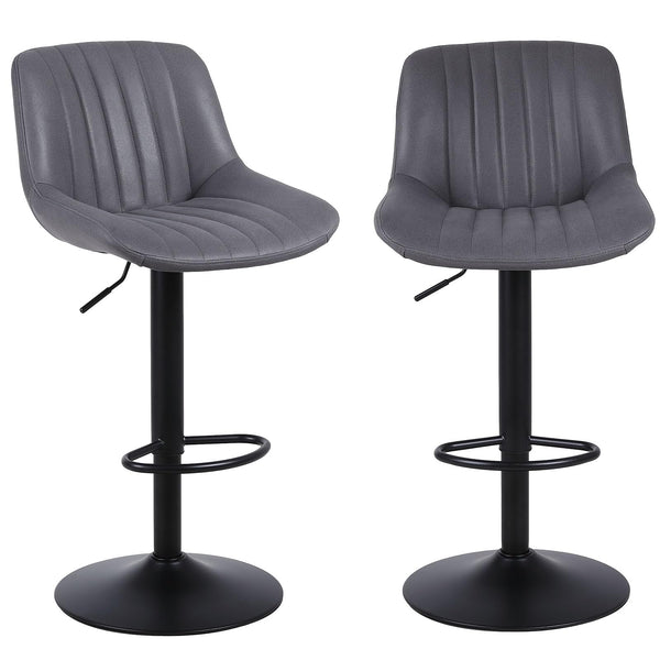 Youhauchair Bar Stools Set of 2, Swivel Counter Height Barstools with Back, Adjustable PU Leather Bar Chairs, Modern Armless Kitchen Island Stool, Black