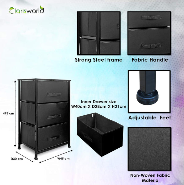 Clarisworld Drawers Storage Tower Dresser - Wood Top, Sturdy Steel Frame, Organizer Unit for Bedroom, Hallway, Entryway, Closets  Laminated Fabric