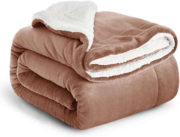 Imperial Rooms Sherpa Fleece Blanket Bed Throws Blankets For Sofas Soft Fluffy Thick Blanket Reversible Microfiber Throw (Silver, Single (130 x 150 Cm))