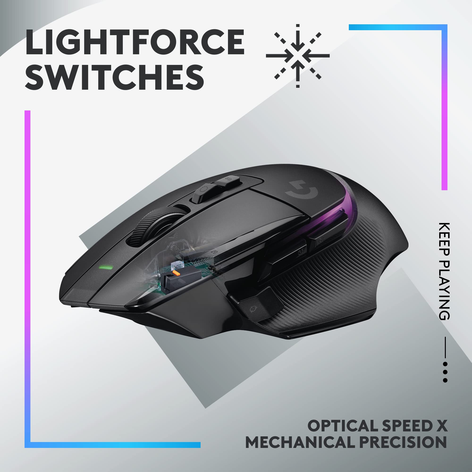 Logitech G G502 X PLUS LIGHTSPEED Wireless RGB Gaming Mouse - Optical mouse with LIGHTFORCE hybrid switches, LIGHTSYNC RGB, HERO 25K gaming sensor, compatible with PC - macOS/Windows - Black