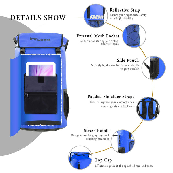 IDRYBAG Waterproof Backpack for Men 25L/45L, Dry Bags Waterproof Bag Kayak, Waterproof Dry Bag Backpack Hiking