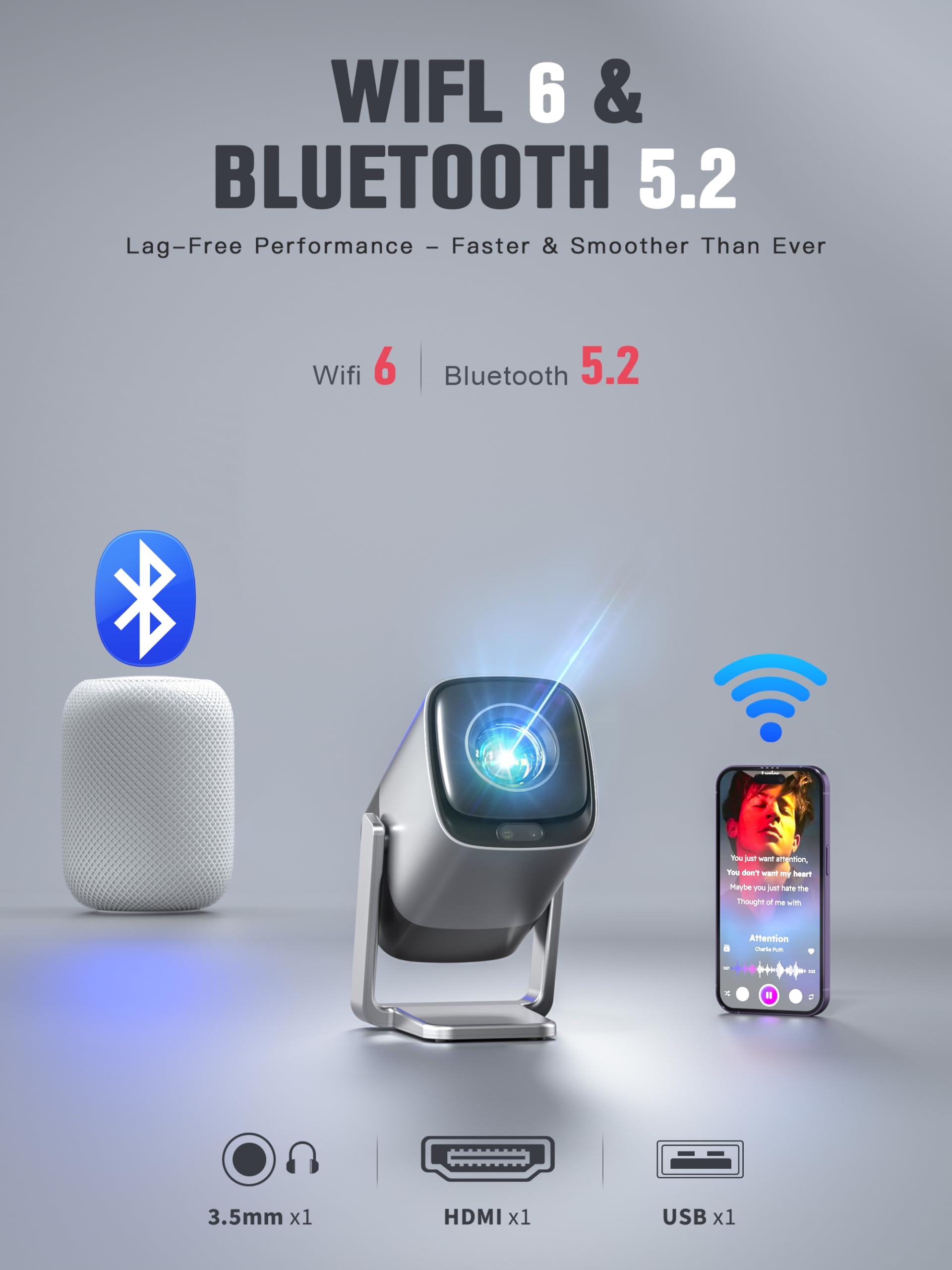 [Netflix Official & TOF Real-time Focus] XuanPad Mini Smart Projector – Native 1080P, WiFi & Bluetooth, Auto Keystone Correction, 3D Dolby Audio, 210° Adjustable Stand for Home Movie Projector