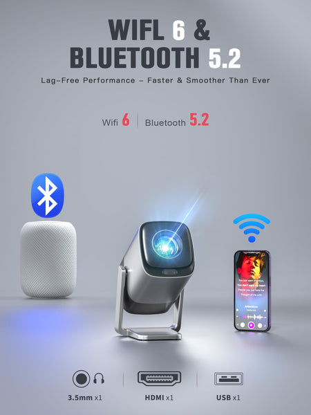 [Netflix Official & TOF Real-time Focus] XuanPad Mini Smart Projector – Native 1080P, WiFi & Bluetooth, Auto Keystone Correction, 3D Dolby Audio, 210° Adjustable Stand for Home Movie Projector