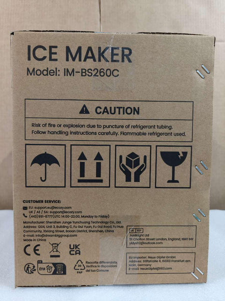 ecozy Ice Maker Machine, Portable Ice Machine, 9 Ice Cubes in 6 Mins, 12KG in 24Hrs, 2 Sizes of Ice, Self-Cleaning Ice Cube Maker, Countertop Ice Maker for Home/Office/Kitchen/Bar